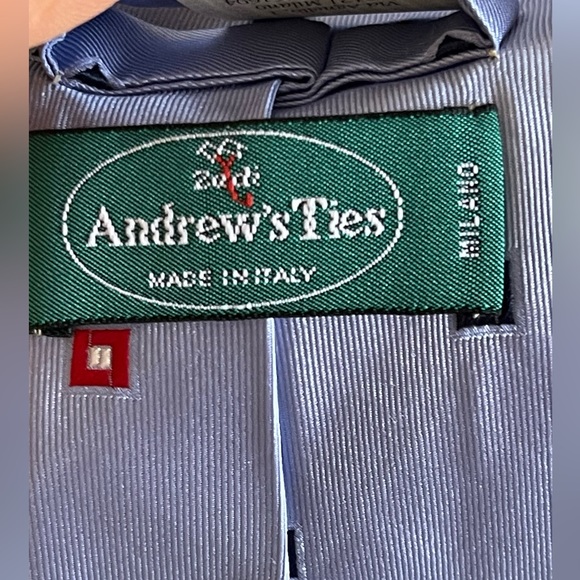 Andrew Ties, vintage made in Italy, blue silk tie NWT - Picture 3 of 5